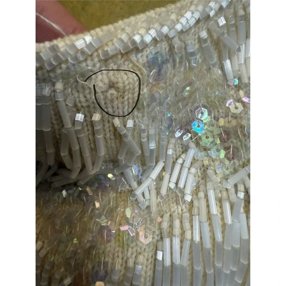 RARE 100% Wool Vtg Hand Beaded Sleeveless Top with Sequins Elegant Fringe Boho - Picture 11 of 11